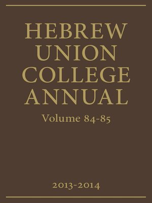 cover image of Hebrew Union College Annual Volumes 84-85